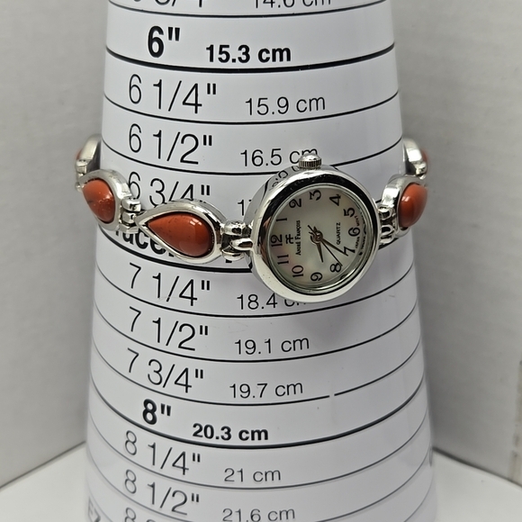 Andre Francois Women Bracelet Quartz Watch Red Orange Stone Accents New Battery - Picture 6 of 9